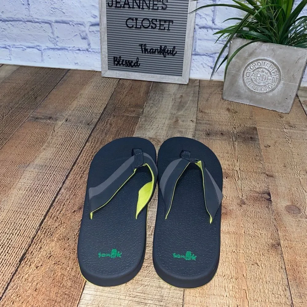 SANUK Brumeister Charcoal/Lightening Flip‎ Flop Thongs Shoes Men's Size 14